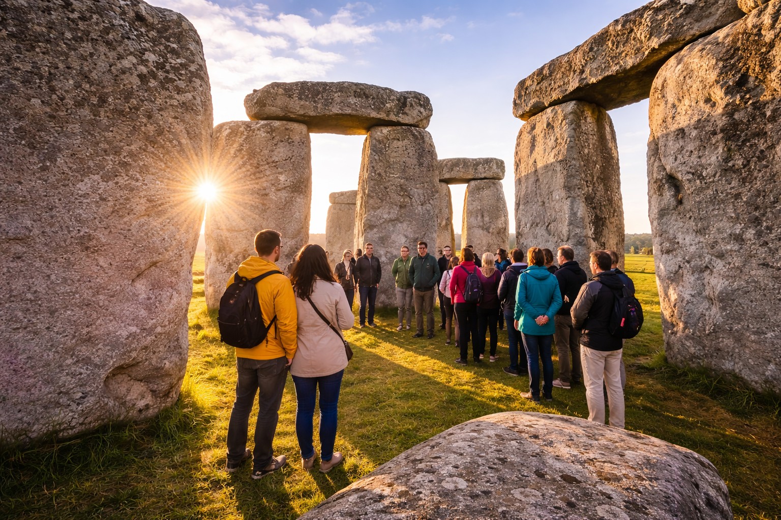 Visitors inside the Stonehenge Inner Circle during an exclusive small-group tour from London