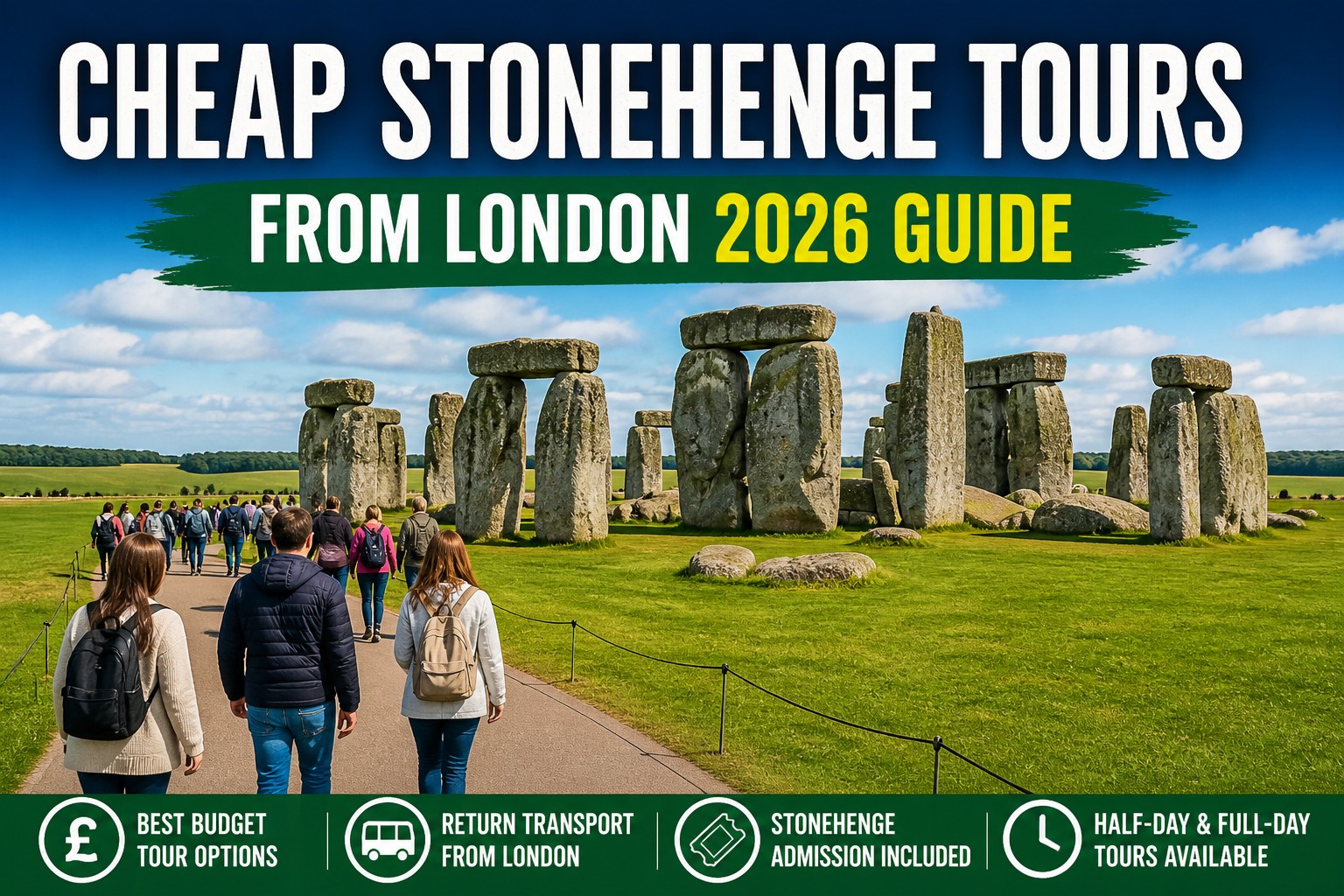 cheap Stonehenge tours from London visitors walking path at Stonehenge