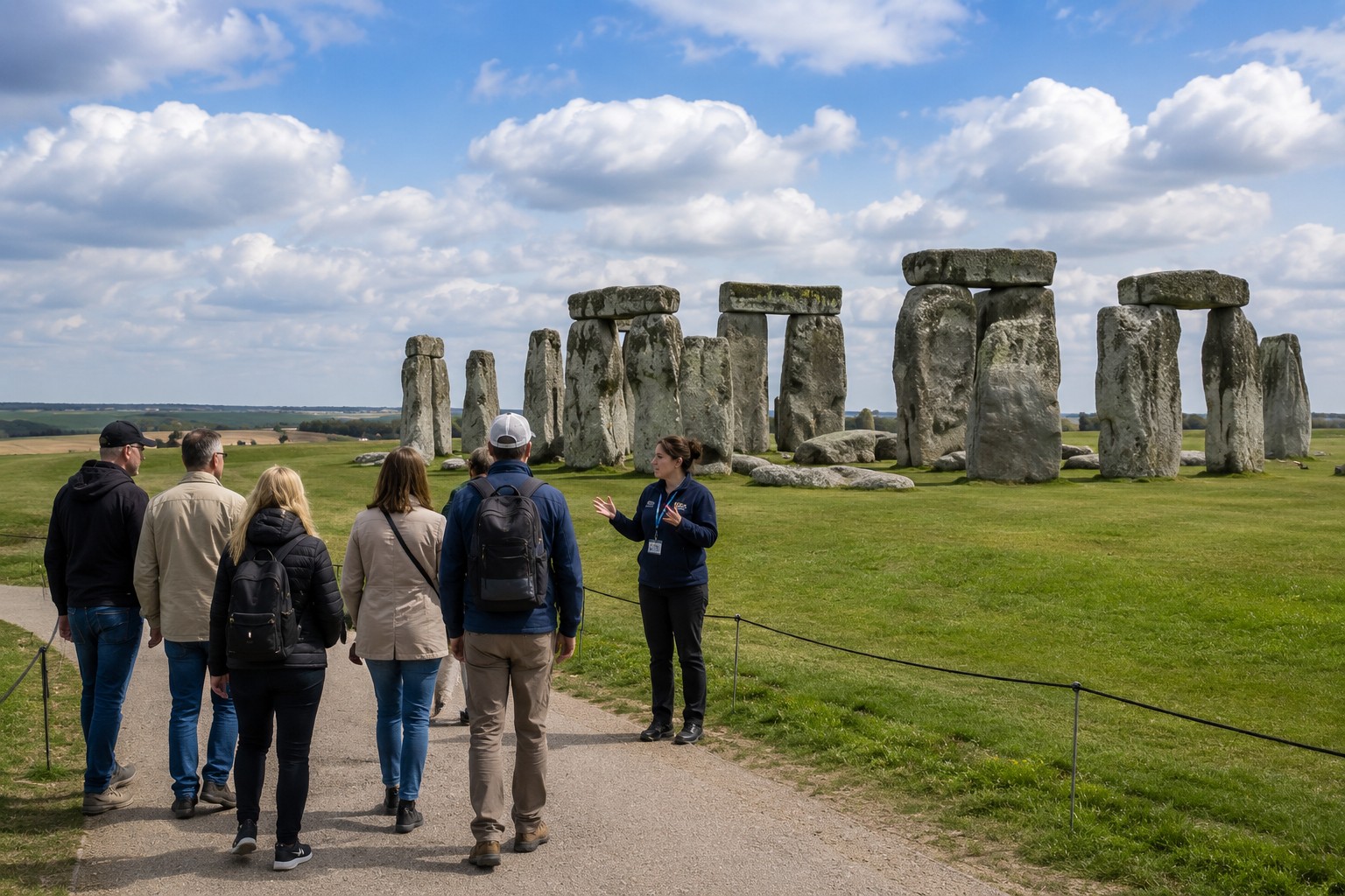 Small group guided tour visiting Stonehenge from Oxford on a sunny day