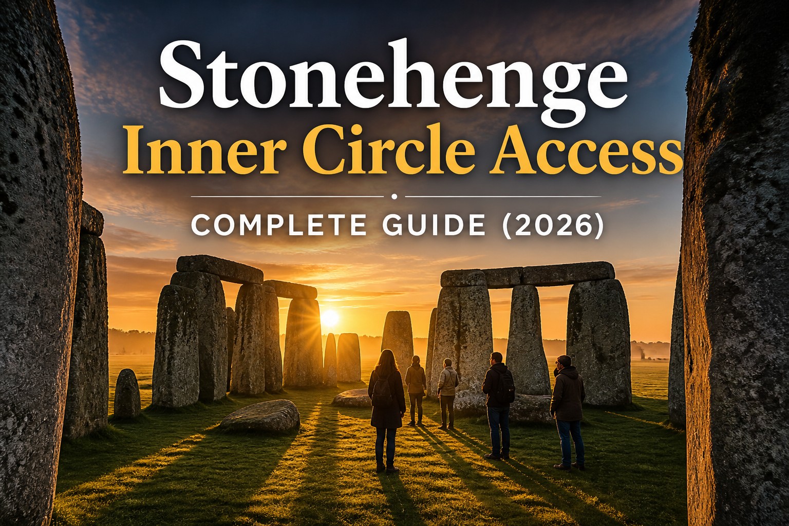 Stonehenge Inner Circle access experience with visitors inside the stone circle at sunrise