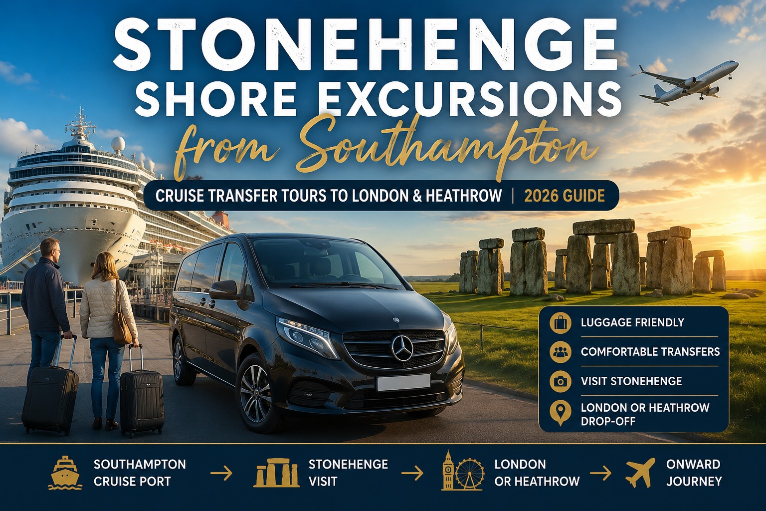 Stonehenge shore excursion transfer tour from Southampton cruise port to London and Heathrow Airport