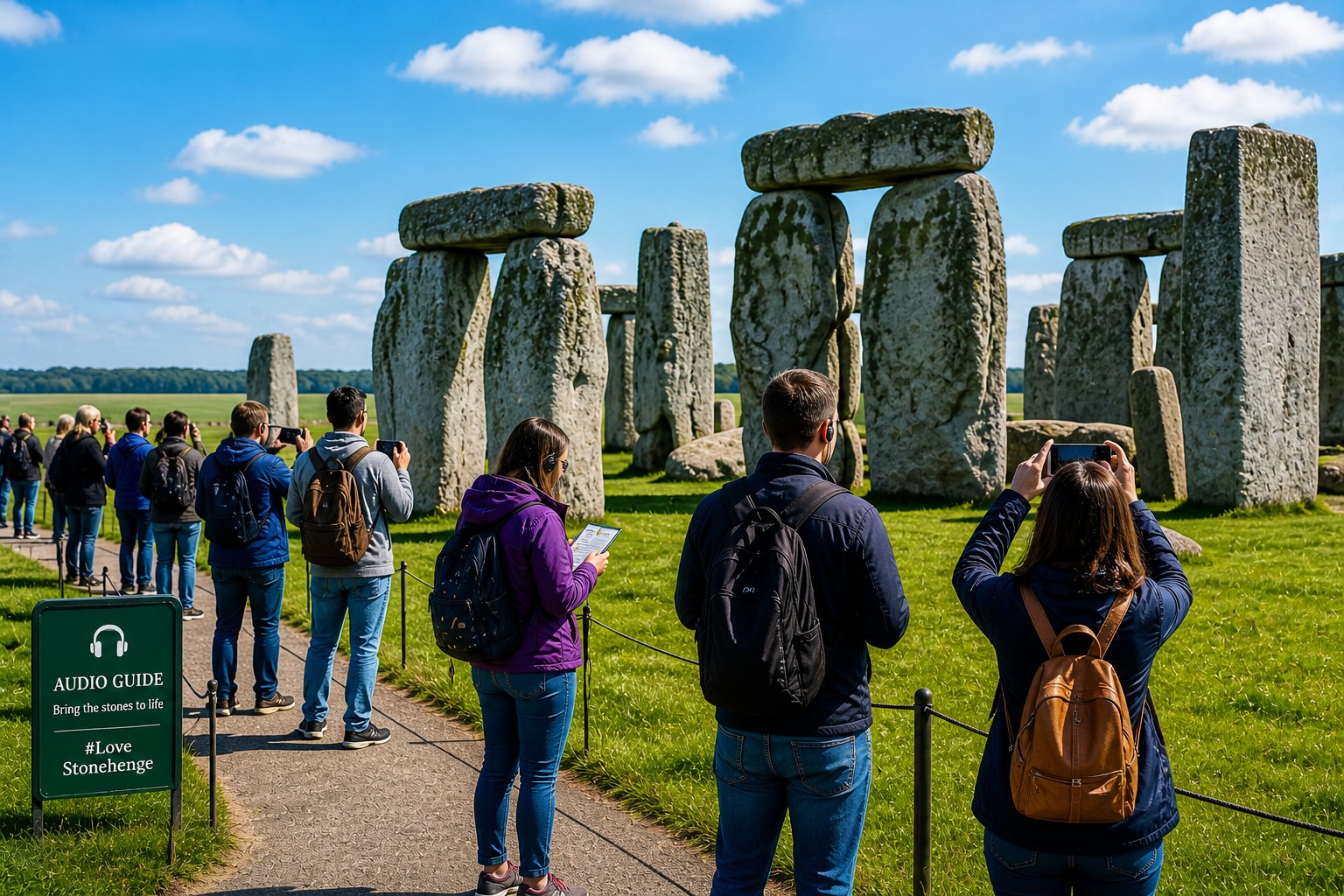 visitors exploring Stonehenge stones close up budget tour experience