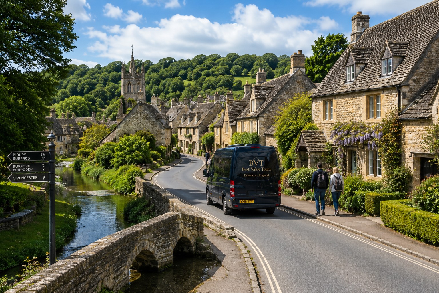 Cotswolds village touring route from Oxford during a Stonehenge countryside day trip