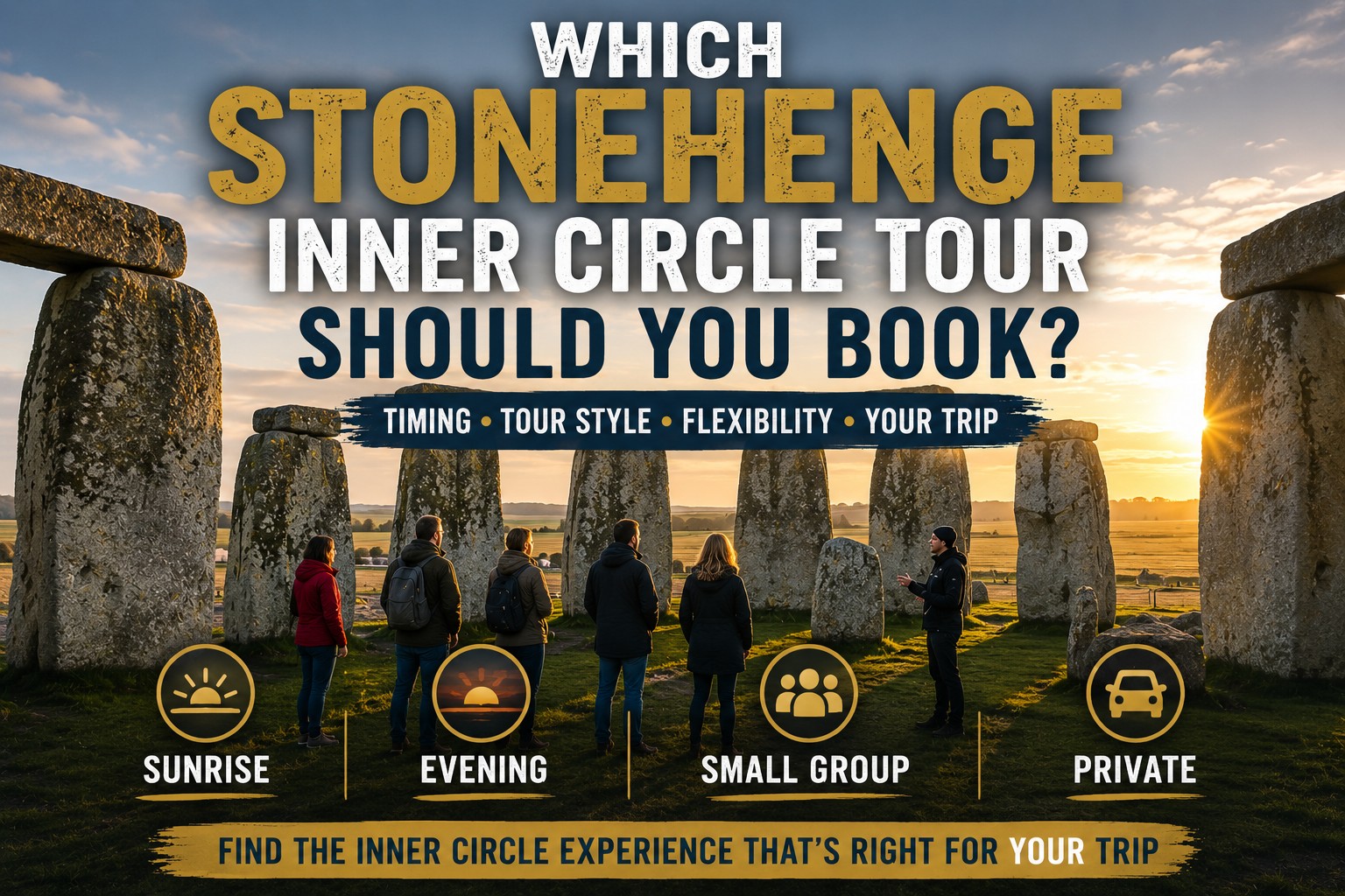 Stonehenge Inner Circle tour with a small group close to the stones and options for sunrise, evening, small-group and private experiences.
